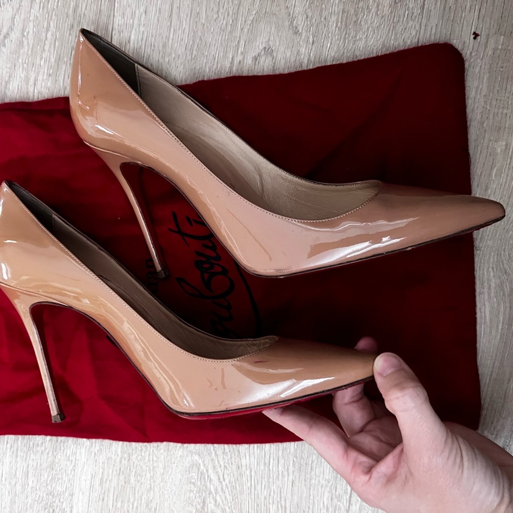 Christian Louboutin Nude Patent Leather Pumps